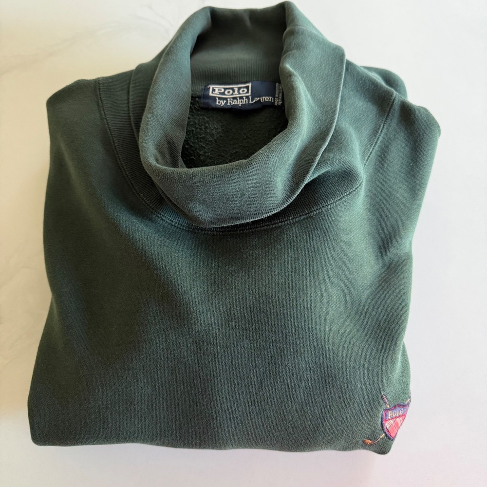 Polo Ralph Lauren Mens XXL Turtleneck Sweatshirt Green Golf Crest Pullover